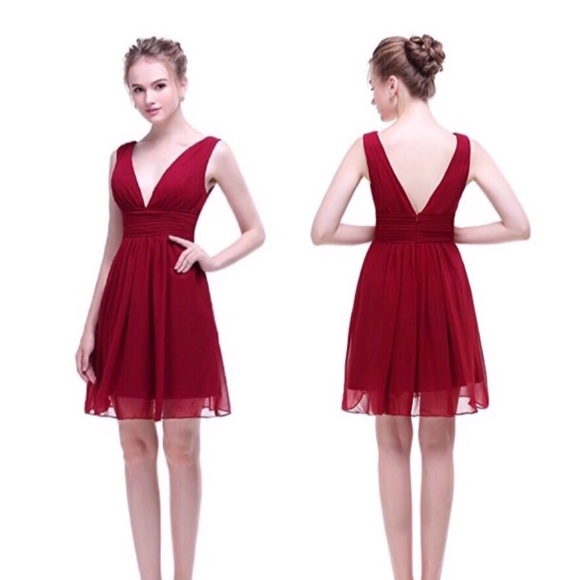 dark red chiffon dress